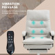 Executive Office Chair with 6-Point Massag, Microfibre Reclining Computer Chair with Footrest, Cream White