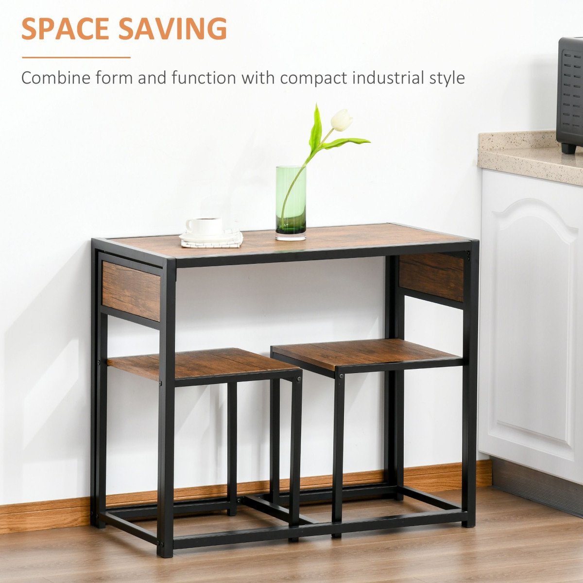 Dining Table Set, Industrial Dining Set for 2, Kitchen Table and Chairs for Small Space, Dining Room Table with Chairs
