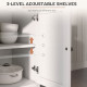 Kitchen Sideboard Cabinet with 2 Drawers, 4 Barn Doors and 2 Adjustable Shelves, Buffet Table for Living Room, White