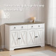 Kitchen Sideboard Cabinet with 2 Drawers, 4 Barn Doors and 2 Adjustable Shelves, Buffet Table for Living Room, White