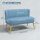 Modern 2 Seat Sofa for Bedroom, Upholstered Two Seater Couch with Rubber Wood Legs, Blue