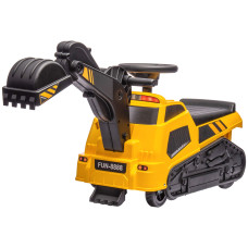 3 in 1 Ride-On Excavator Bulldozer Road Roller, No-Power Pretend Play Construction Vehicle with Music, for Ages 18–48 Months, Yellow