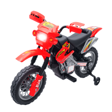 6V Kids Electric Ride-On Motorcycle – Battery-Powered Dirt Bike Scooter with Training Wheels, Red – For Ages 3–6