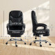 6 Point Vibration Massage Office Chair, PU Leather Heated Reclining Computer Chair with Footrest, Black