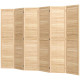 5.6 Ft. Tall 6-Panel Room Divider, Pegboard Panel Freestanding Folding Privacy Screen Panels, Partition Wall Divider for Indoor Bedroom Office, Natural