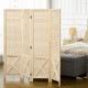 4.7' 4 Panel Wooden Room Divider with Pegboard Display, Folding Privacy Screen for Home Office, Natural