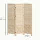 4.7' 3 Panel Wooden Room Divider with Pegboard Display, Folding Privacy Screen for Home Office, Natural