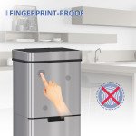 Sensor Trash Can, 19 Gallon Stainless Steel Kitchen Garbage Can with 3 Compartments, Removable Inner Buckets, Silver