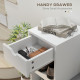 Upholstered Shoe Storage Bench w/ Seat, Entrance Bench w/ Drawer and 6 Open Shelves for Hallway, White