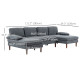 U Shape Couch with Double Chaise Lounge, Modern 4 Seater Sofa with Wooden Legs, Fabric Sofa for Living Room, Dark Grey