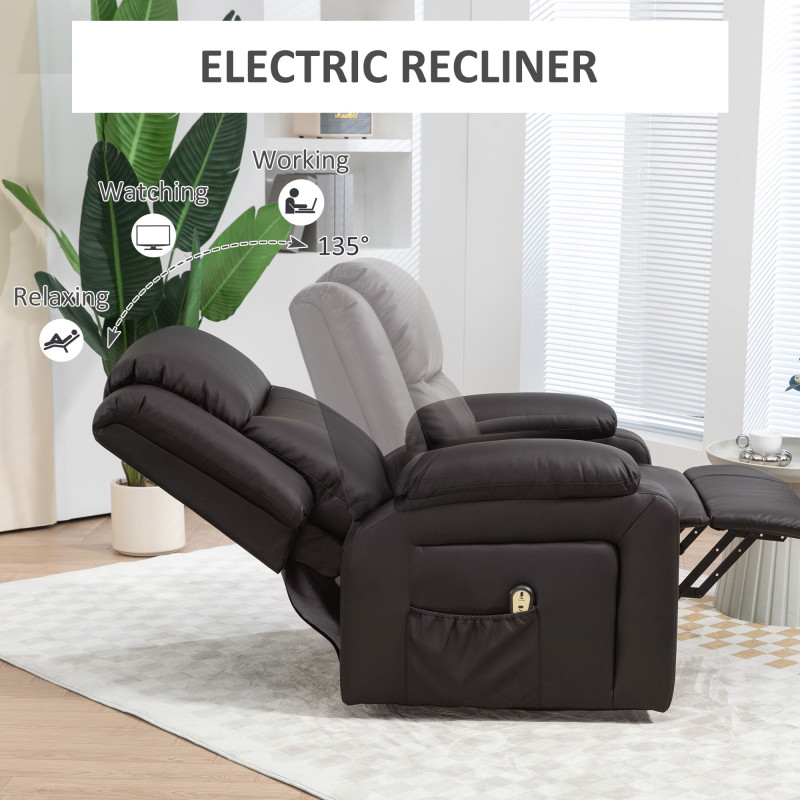 Lift Chair for Seniors, PU Leather Upholstered Electric Recliner Chair with Remote, Side Pockets, Quick Assembly, Brown