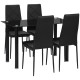 Dining Table and Chairs Set for 4, Modern 5 Pieces Kitchen Table Set with Glass Table, Padded Seat and Steel Frame