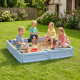 Kids Outdoor Sandbox with Canopy, Bottom Fabric Liner, Light Blue