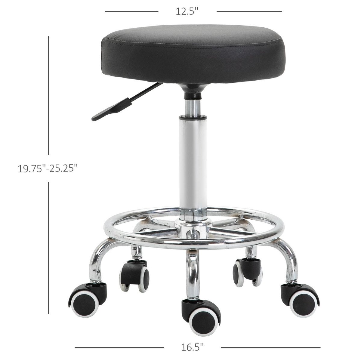 Adjustable Swivel Salon Stool Hydraulic PU Barber Rolling Massage Tattoo Chair Bar Beauty SPA Seat Black