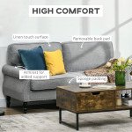 Stylish Midback Double Sofa with Sponge Padding, 2 Seater Sofa Couch, with Rubber Wood Leg, Grey