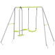 Swing Set for Kids, Heavy Duty A-Frame Metal Swing Frame with Glider, Swing Seat, Ground Stakes for Backyard, Green