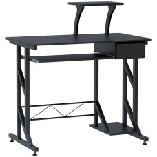 Computer Desk with Keyboard Tray, Writing Desk with Drawer, Workstation for Home Office, Black (35.4
