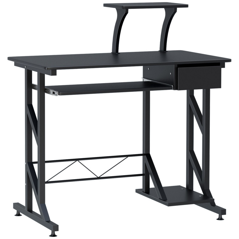 Computer Desk with Keyboard Tray, Writing Desk with Drawer, Workstation for Home Office, Black (35.4