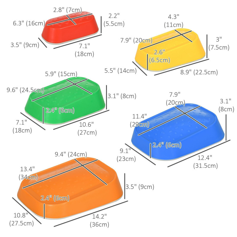 5 PCs Kids Stepping Stones, Obstacle Course Sensory Play Equipment for 3-8 Years, Indoor Outdoor Use