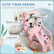Qaba 3 in 1 Slide for Toddlers, Kids Slide Playset with Basketball Hoop, Climber, for 18-36 Months, Pink