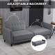 Convertible Bed with Couch, Button Tufted Fabric Sofa Bed with Adjustable Back for Living Room, Charcoal Grey