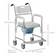 3-in-1 Shower Commode Wheelchair, Transport Beside Commode Chair with Padded Seat for the Elderly, Disabled