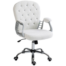 Office Chair, Computer Desk Chair with Adjustable Height and Tufted Back, White