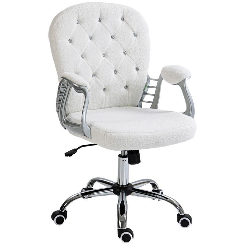 Office Chair, Computer Desk Chair with Adjustable Height and Tufted Back, White