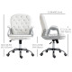 Office Chair, Computer Desk Chair with Adjustable Height and Tufted Back, White