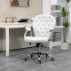 Office Chair, Computer Desk Chair with Adjustable Height and Tufted Back, White