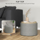 Round Coffee Table, End Table with Hidden Storage and Tray Top, Linen Upholstered Footrest for Living Room