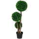 3.6ft Artificial Tree, Triple Ball Boxwood Topiary with Pot and Sandalwood Leaves, for Indoor Outdoor Home
