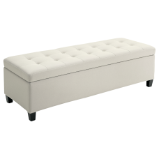 Rectangular Entry Bench, Tufted Upholstered Linen Fabric Wood Feet Storage Ottoman Bench, Beige