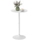 High Top Bar Table, Modern Round Dining Table with Painted Top and Steel Base, Bistro Table for 2 People, White