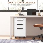 Lockable Vertical File Cabinet with Lock, 3 Drawer Filing Cabinet with Hanging Bars for Letter and A4 Size, White