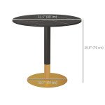 Round Dining Table, Modern Dining Room Table with Faux Marble Top, Steel Base, Space Saving Small Kitchen Table, Black