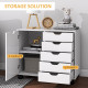 Mobile Filing Cabinet with 5 Drawers, Door and Adjustable Shelf, Rolling File Cabinet, Printer Table for Study