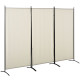 6' 3 Panel Room Divider, Double Hinged Folding Wall Divider, Indoor Privacy Screen for Home Office, Beige