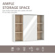 Wall-Mounted Bathroom Medicine Cabinet with Mirror, Over Toilet Bathroom Vanity Cabinet White & Oak