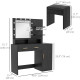 Illuminated Dressing Table Set, LED Vanity Table Set with Stool, LED Mirror, Drawer and Cabinet Shelves for Bedroom