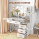Illuminated Dresssing Table, LED Vanity Table with Mirror, Drawer and Storage Shelves for Bedroom, White