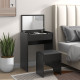 Modern Vanity Set with Makeup Table and Cushioned Stool, Dressing Table with Flip Top and Mirror for Bedroom, Black