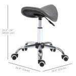 Adjustable Hydraulic Rolling Salon Stool Swivel Saddle Chair Spa Beauty Seat PU Leather, Grey