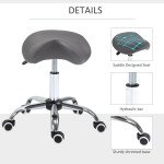 Adjustable Hydraulic Rolling Salon Stool Swivel Saddle Chair Spa Beauty Seat PU Leather, Grey