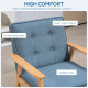 Modern Armchair Fabric, Accent Chair with Tufted Back, Wood Legs and Thick Padding for Living Room, Bedroom, Blue