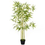 4FT Artificial Bamboo Tree Faux Decorative Plant in Nursery Pot for Indoor Décor