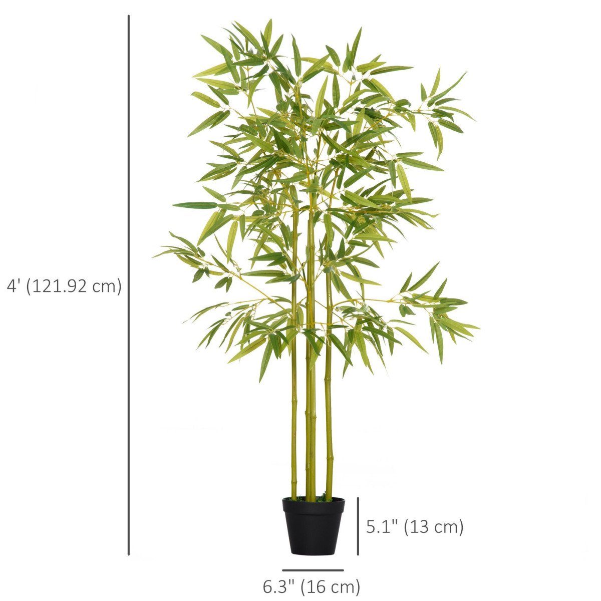 4FT Artificial Bamboo Tree Faux Decorative Plant in Nursery Pot for Indoor Décor