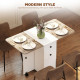 Drop Leaf Dining Table, Mobile Folding Table on Wheels with Drawers and Cabinet for Dining Room, Kitchen, White and Oak