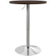 High Top Bar Table, Adjustable Round Kitchen Table with Swivel Top and Steel Base, Bistro Table for 2 People, Walnut