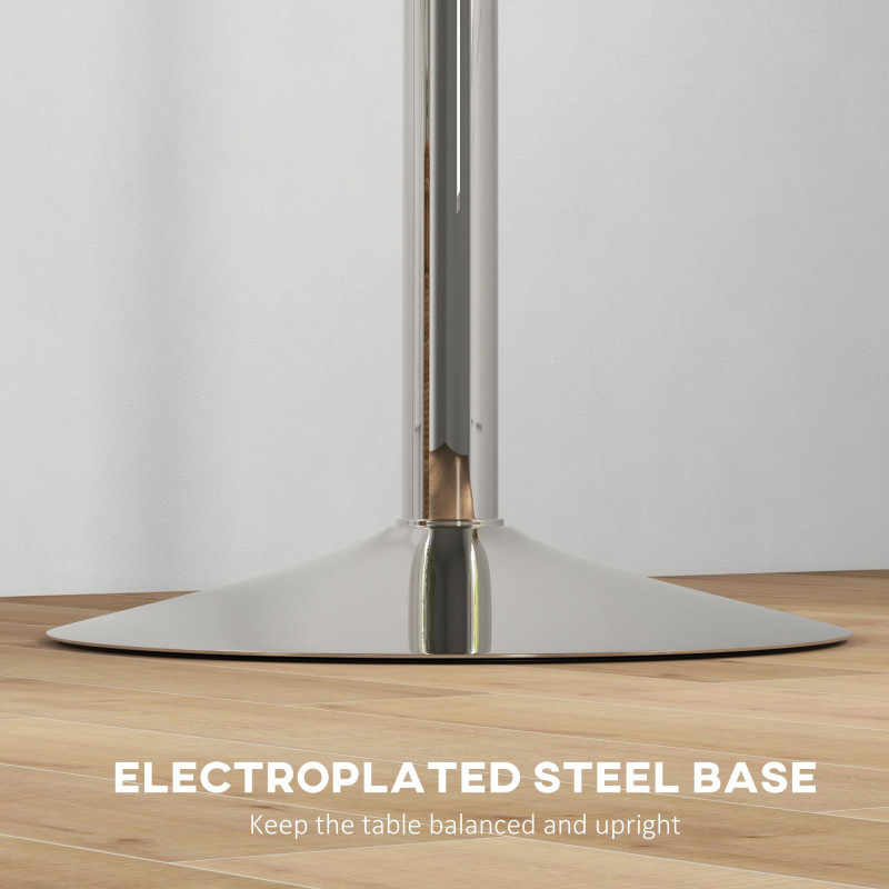 High Top Bar Table, Adjustable Round Kitchen Table with Swivel Top and Steel Base, Bistro Table for 2 People, Walnut